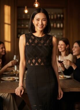 Privy Women's Black Sleeveless Mini Dress Size L NWOT Mesh Party Cocktail Dress